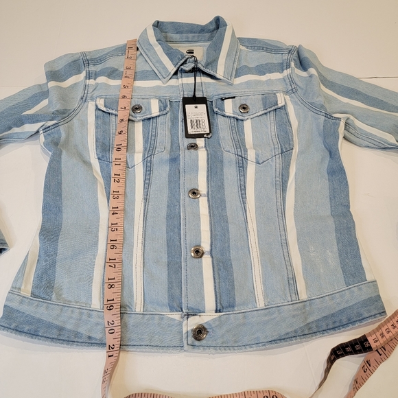 G-Star Raw 3301 Vesp Blue Striped Denim Trucker Jacket Size Small NWT! - Picture 13 of 17